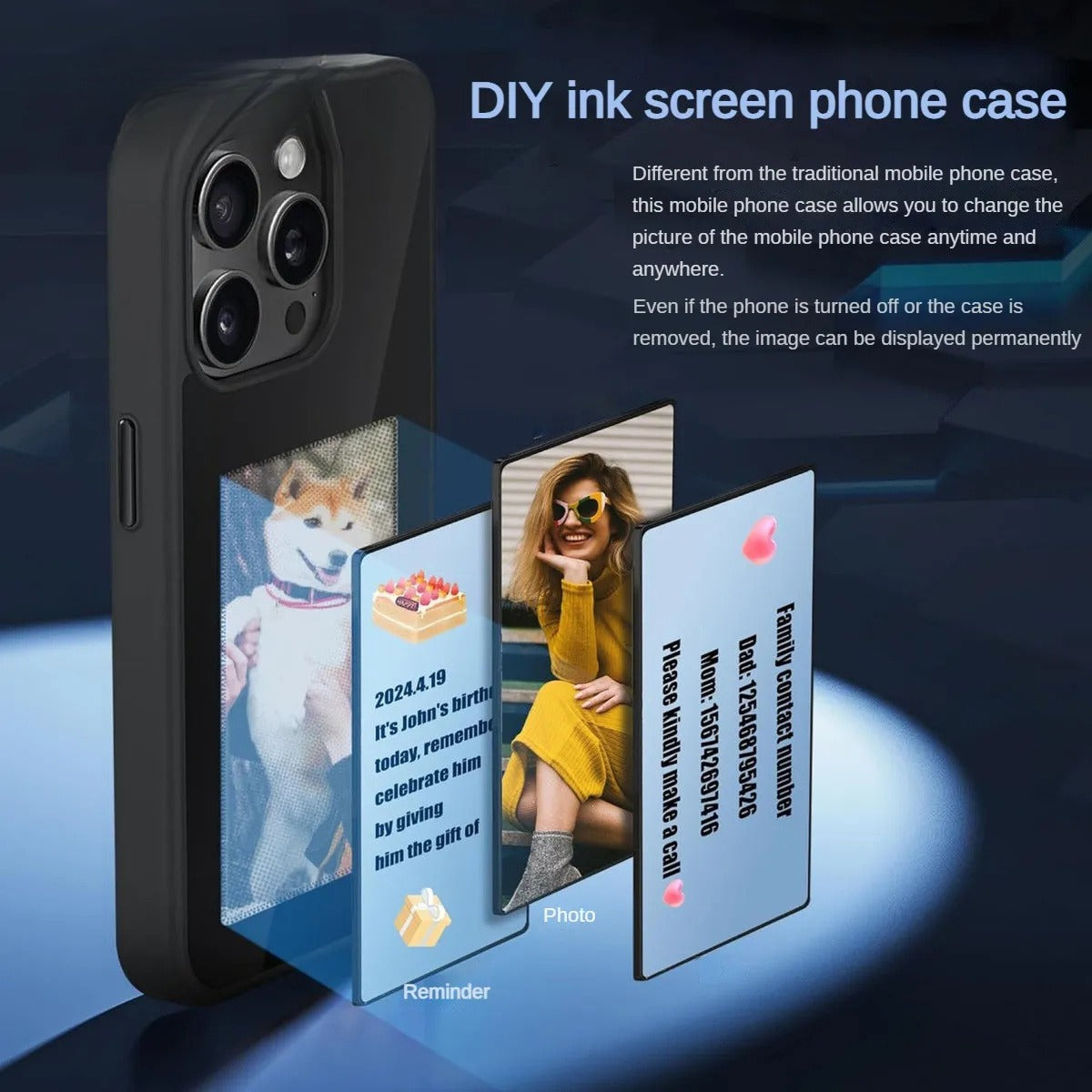 Stylish iPhone Case with E-Ink Screen and Changing Patterns