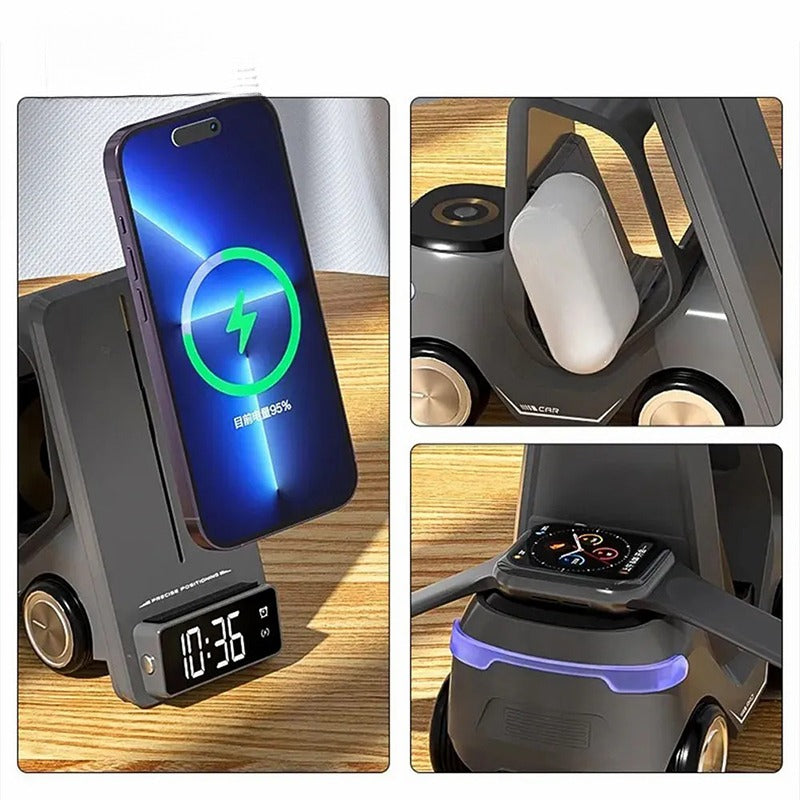 Wireless Fast Charging Creative Car Shape Design Multifunctional Alarm Clock Cool Atmosphere Lamp