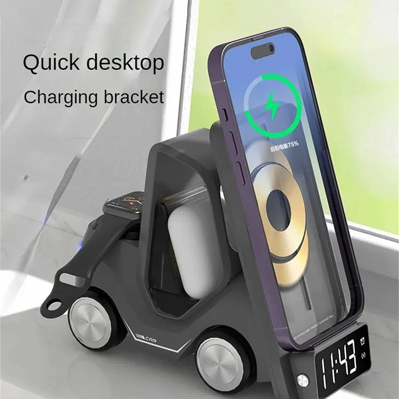 Wireless Fast Charging Creative Car Shape Design Multifunctional Alarm Clock Cool Atmosphere Lamp