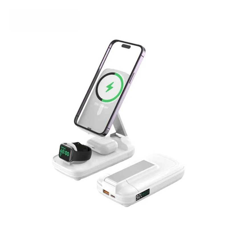 5 in 1 Wireless Charging Station with 10000mAh Power Bank Digital Display Automatic Magnetic 20W Fast Charger Station Stand Compatible with iPhone 15/14/13/12 All Series & AirPods & iWatch