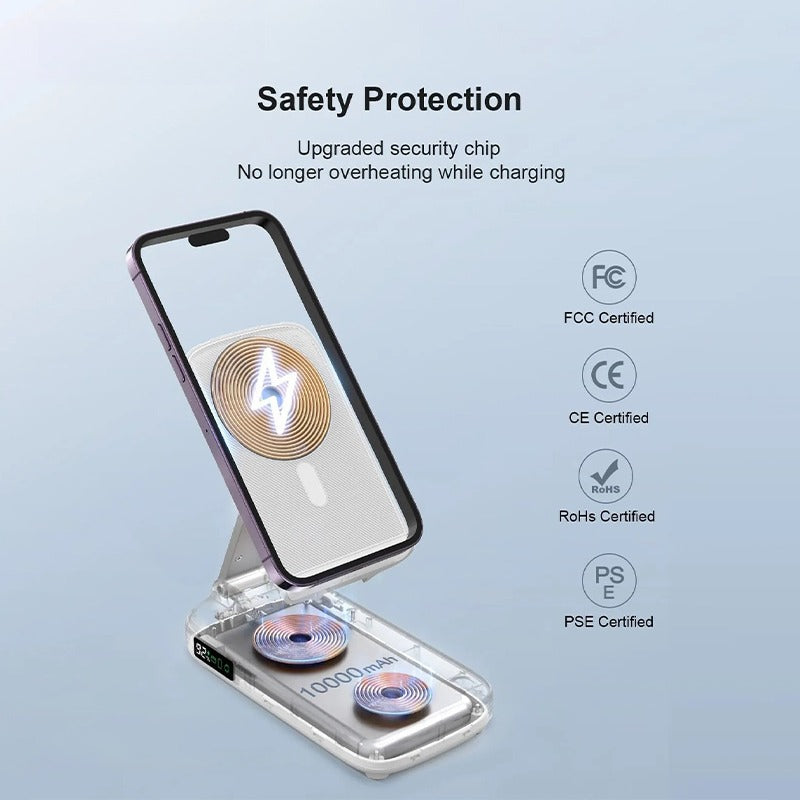 5 in 1 Wireless Charging Station with 10000mAh Power Bank Digital Display Automatic Magnetic 20W Fast Charger Station Stand Compatible with iPhone 15/14/13/12 All Series & AirPods & iWatch