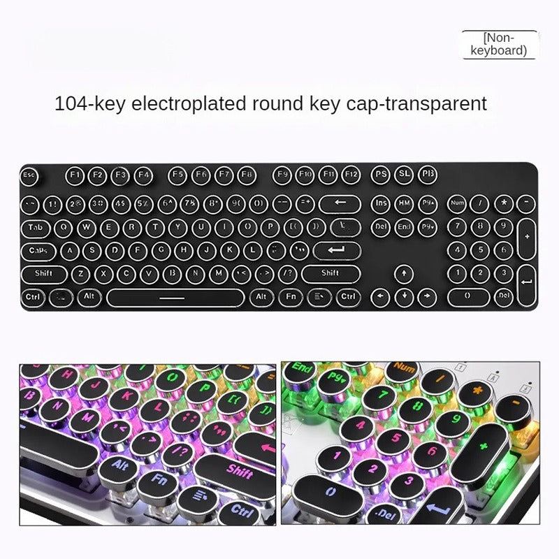 G-OUSSVE X60 Steam Transparent Punk Vintage Mechanical Keyboard and Mouse Set Game Office Titanium Alloy Keyboard with Knob
