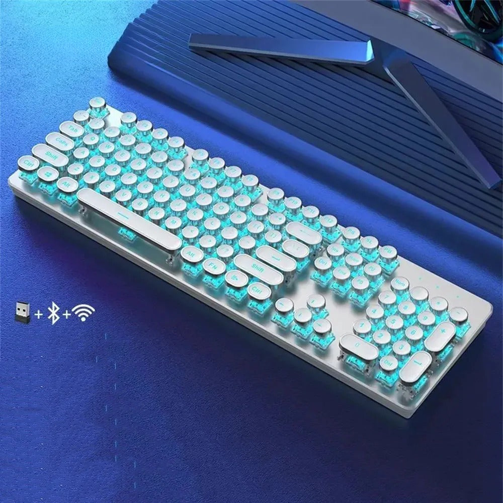 X60 Steam Transparent Punk Vintage Mechanical Keyboard and Mouse Set Game Office Titanium Alloy Keyboard with Knob