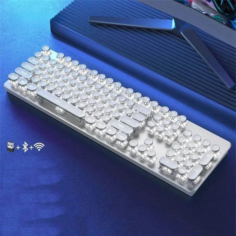 X60 Steam Transparent Punk Vintage Mechanical Keyboard and Mouse Set Game Office Titanium Alloy Keyboard with Knob