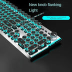 G-OUSSVE X60 Steam Transparent Punk Vintage Mechanical Keyboard and Mouse Set Game Office Titanium Alloy Keyboard with Knob