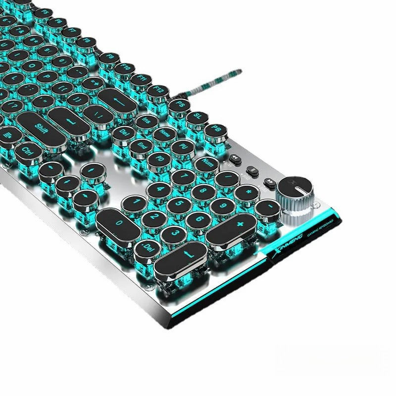 G-OUSSVE X60 Steam Transparent Punk Vintage Mechanical Keyboard and Mouse Set Game Office Titanium Alloy Keyboard with Knob