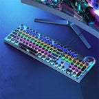 G-OUSSVE X60 Steam Transparent Punk Vintage Mechanical Keyboard and Mouse Set Game Office Titanium Alloy Keyboard with Knob