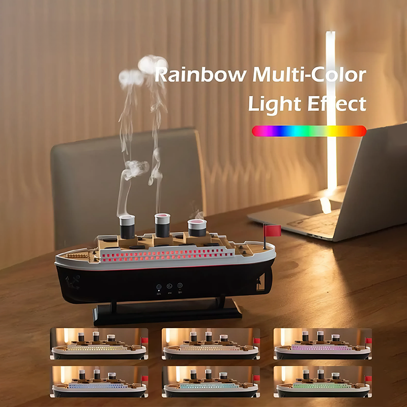 G-OUSSVE Ship Design Air Humidifier,Remote Control Timing Adjustable Double Mode Air Diffuser,Home Decor with Remote Control