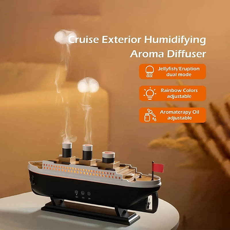G-OUSSVE Ship Design Air Humidifier,Remote Control Timing Adjustable Double Mode Air Diffuser,Home Decor with Remote Control