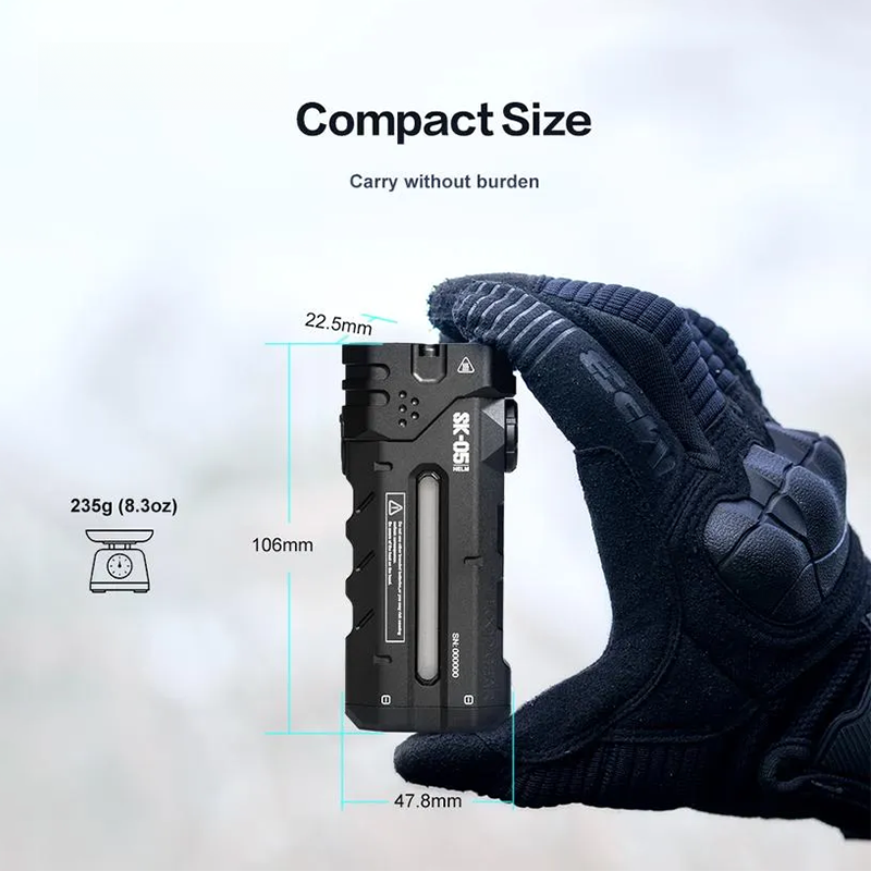 G-OUSSVE SK05 EDC Flat Flashlight with Power Bank, Super Bright LED Flashlight, Side Light, Spotlight, Floodlight for Hiking Outdoor