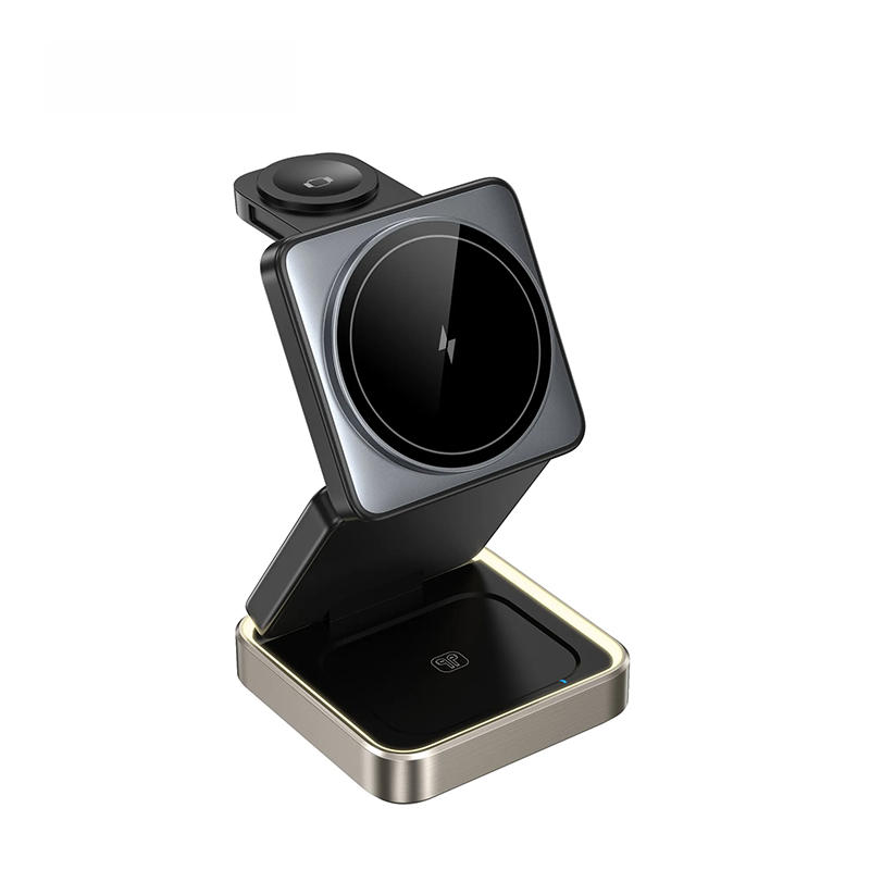 GIVBRO 3 in 1 Magnetic Phone Charger Stand, 3 in 1 Foldable Fast Charging Micro Station, Travel Charger Set for Multiple Devices for iPhone 16 15 14 13 12 Series Foldable Universal smartphone charge wireless