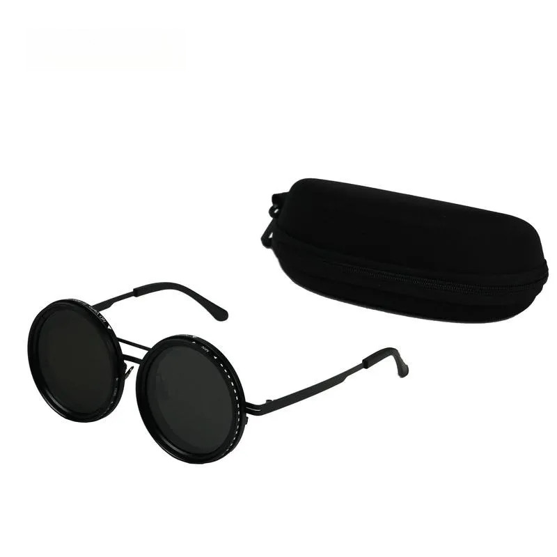 G-OUSSVE ND Filter Adjustable Polarized Lens – 9-Step Light Control, UV Protection, Titanium Frame, Classic Vintage Design