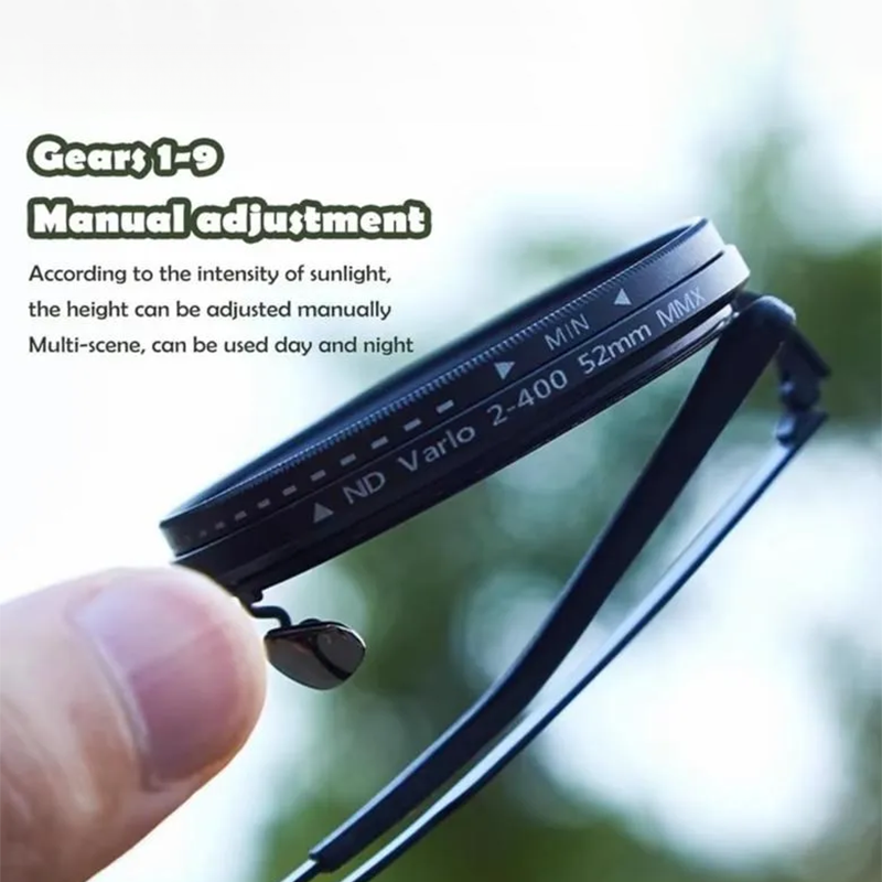 G-OUSSVE ND Filter Adjustable Polarized Lens – 9-Step Light Control, UV Protection, Titanium Frame, Classic Vintage Design