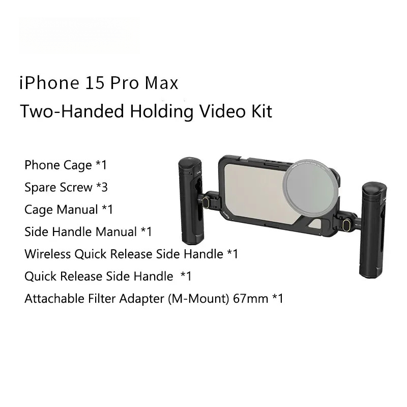 G-OUSSVE Mobile Video Kit for iPhone15 Pro Max Co-Design Edition with Wireless Quick Release Dual Handles VND Phone Filter and Filter Adapter for Video Content Creator- 4407,Phone Cage for iPhone 15 Pro