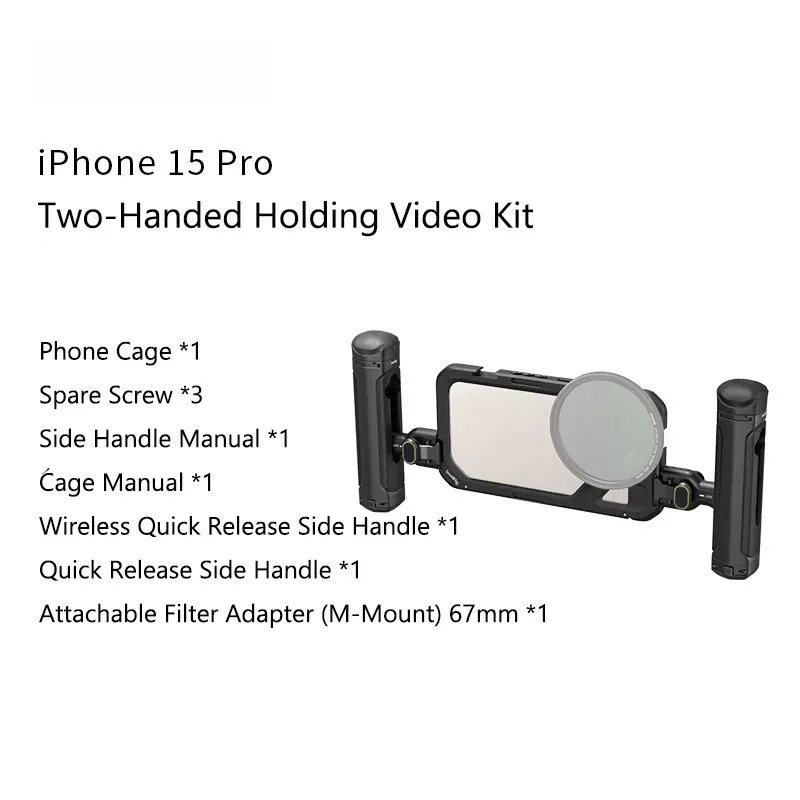 G-OUSSVE Mobile Video Kit for iPhone15 Pro Max Co-Design Edition with Wireless Quick Release Dual Handles VND Phone Filter and Filter Adapter for Video Content Creator- 4407,Phone Cage for iPhone 15 Pro
