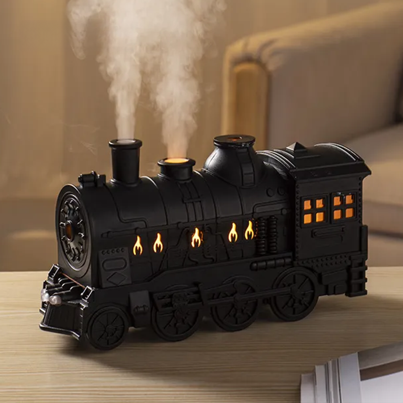 G-OUSSVE 300ML Mini Retro Train Aroma Diffuser with Remote Control & 2 Spray & Night Light Modes, Portable Aromatherapy Diffuser for Bedroom, Living Room,Office, Home Decor