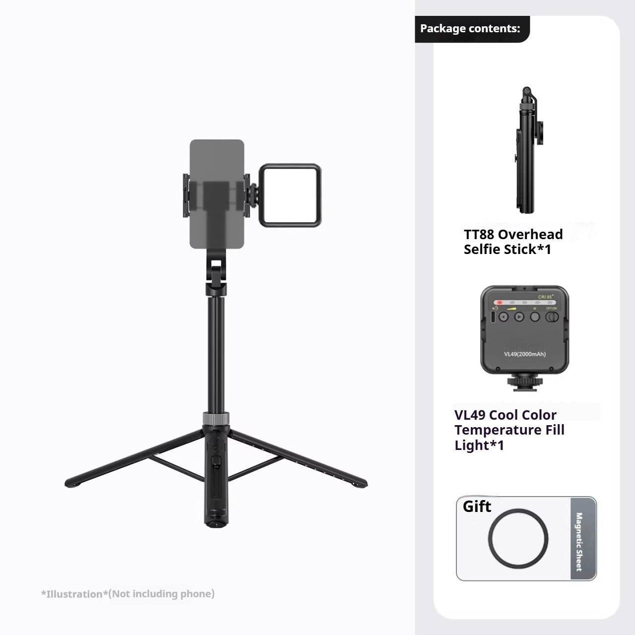 G-OUSSVE TT88 Magnetic Tripod for iPhone 17, 57" Extendable Selfie Stick w Remote, 2-in-1 Phone Clip & Dual Cold Shoe Mounts-Lightweight Phone Tripod Stand for Vlogging, Travel, Video Recording