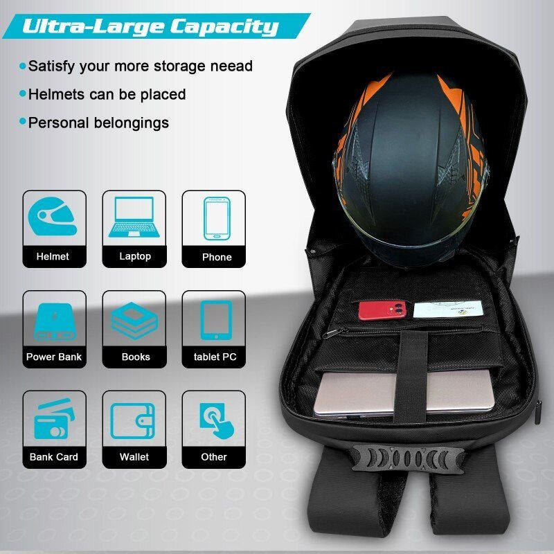 G-OUSSVE Iron Man Motorcycle Riding Backpack with LED Screen – Waterproof and Rainproof, Helmet Storage for Motorcyclists