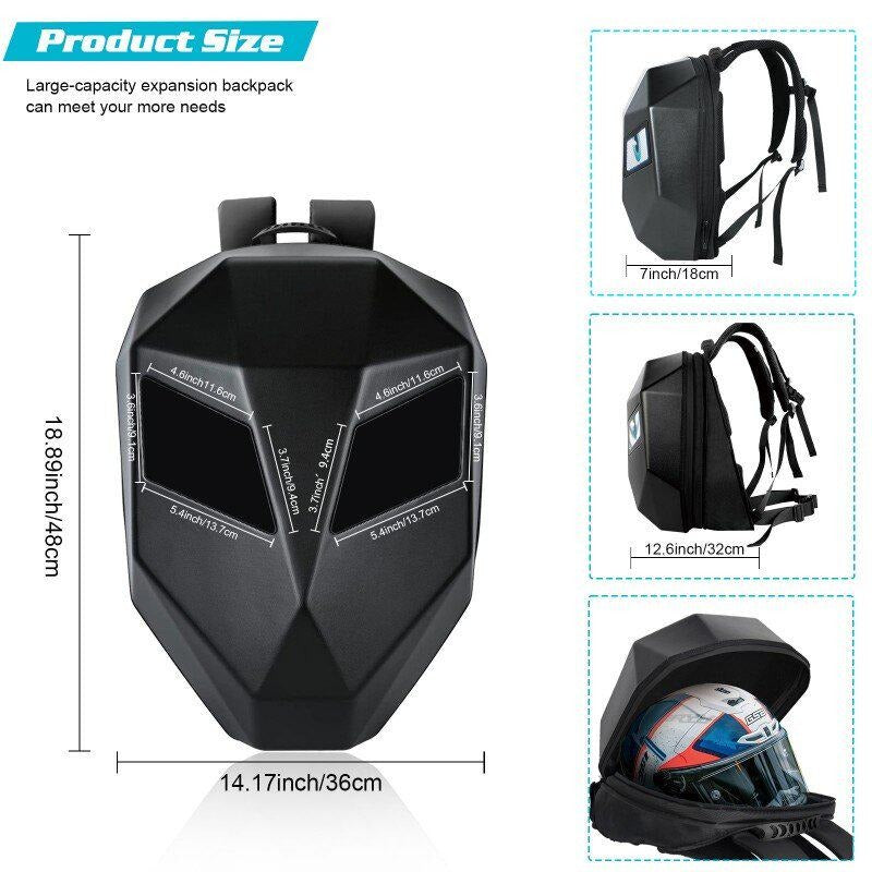 G-OUSSVE Iron Man Motorcycle Riding Backpack with LED Screen – Waterproof and Rainproof, Helmet Storage for Motorcyclists