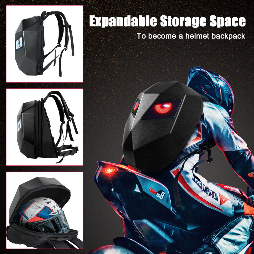 G-OUSSVE Iron Man Motorcycle Riding Backpack with LED Screen – Waterproof and Rainproof, Helmet Storage for Motorcyclists