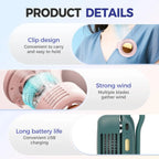 G-OUSSVE Portable Silent Mini Bladeless Electric Fan, Adjustable 3-Speed Suspended Collar & Waist Fans, Rechargeable Rotating Body Fan, Suitable For Outdoor & Travel & Office