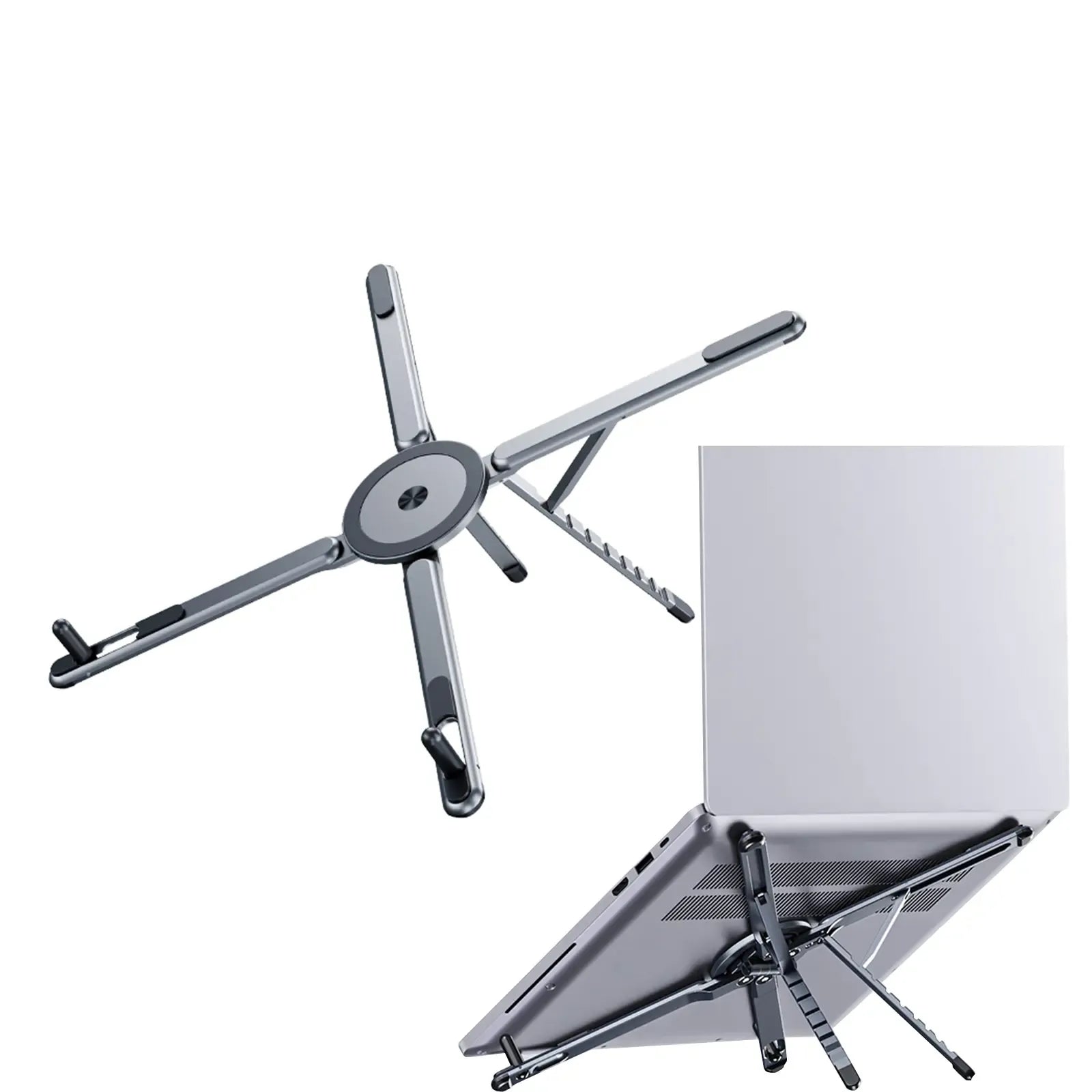 G-OUSSVE Laptop Stand for Desk, Foldable Aluminum Alloy Magnetic Notebook Riser Mount,Adjustable Height Ventilated Cooling Computer Cooling Holder,Multi-functional Stand for Laptop,Tablet and Phone