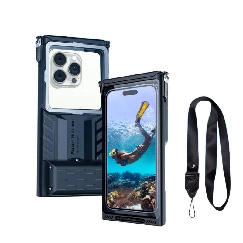G-OUSSVE Waterproof Phone Case for Diving, Snorkeling, Swimming – Universal Underwater Housing for iPhone 17, Samsung and Most Phones, Bluetooth Remote & Zoom, Grip Handle, Photo Video Shooting for Vlog, Travel, Beach, Adventure
