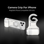 G-OUSSVE Camera Grip for iPhone, Carabiner-Shaped Grip, MagSafe-Compatible Magnetic Phone Grip with Detachable Bluetooth Remote, Type-C Charging, 20m Remote Range