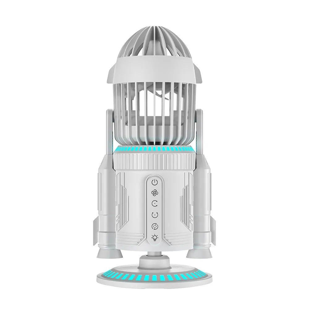G-OUSSVE Rocket Desktop Fan Multifunctional Creative RGB Colorful Silent Fan Dual Drive Spray System Ornament Fan