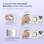 GIVBRO Magnetic Handheld Grip Phone Stand Camera Assistant with Mirror and LED Fill Light 2-in-1, Compatible with iOS 26/iOS 18, Ergonomic Grip, One-Tap Camera, Rechargeable Remote, Ideal for Thanksgiving & Christmas Gift for Photography Enthusiasts