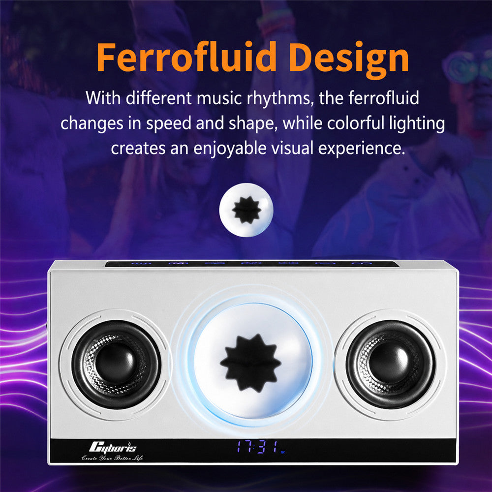 G-OUSSVE Ferrofluid Bluetooth Speaker with Deep Bass, LED Alarm Clock and Immersive Surround Sound
