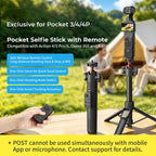 G-OUSSVE  Remote-Control Selfie Stick & Tripod for Pocket and Action Cameras, 66cm Extension Pole with Detachable Remote