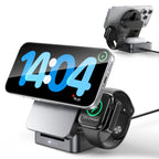 G-OUSSVE 3-in-1 Foldable Magnetic Wireless Charging Station Qi2 Certified 15W Travel Charger Stand Dock for iPhone 17/16/15/14/13/12 Series Apple Watch AirPods