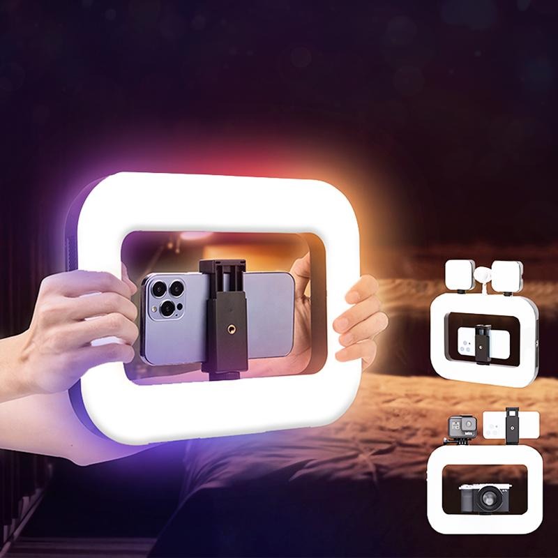 GIVBRO Rechargeable Handheld Beauty Fill Light, Expandable bracket,Selfie Tripod,Adjustable Extendable Foldable Phone Holder, for Streaming, Live Recording, Video Photography, Light Size: 11.61x8.58inc