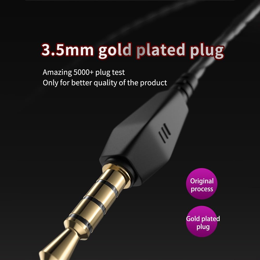 Portable Wired In-Ear Earphones with 8D HiFi Bass, Noise-Canceling Mic, Sweatproof for Gaming, PS/XBOX, Running & Gym, 3D Stereo Sound, Subwoofer Audio, In-Ear Monitor, High-Fidelity Wired Headphones