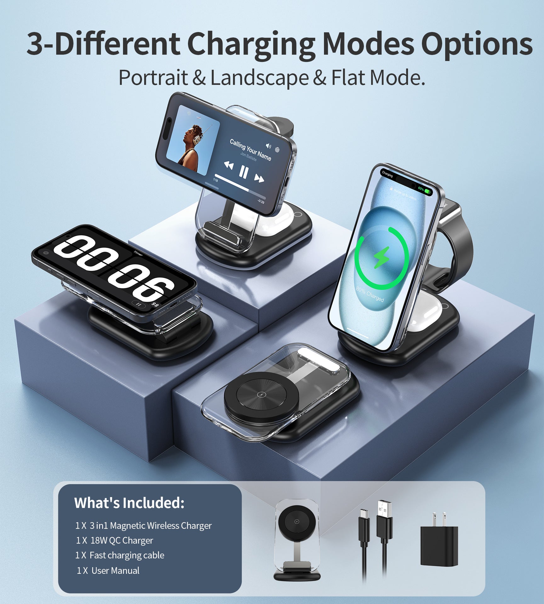 3-in-1 Magnetic Wireless Charger