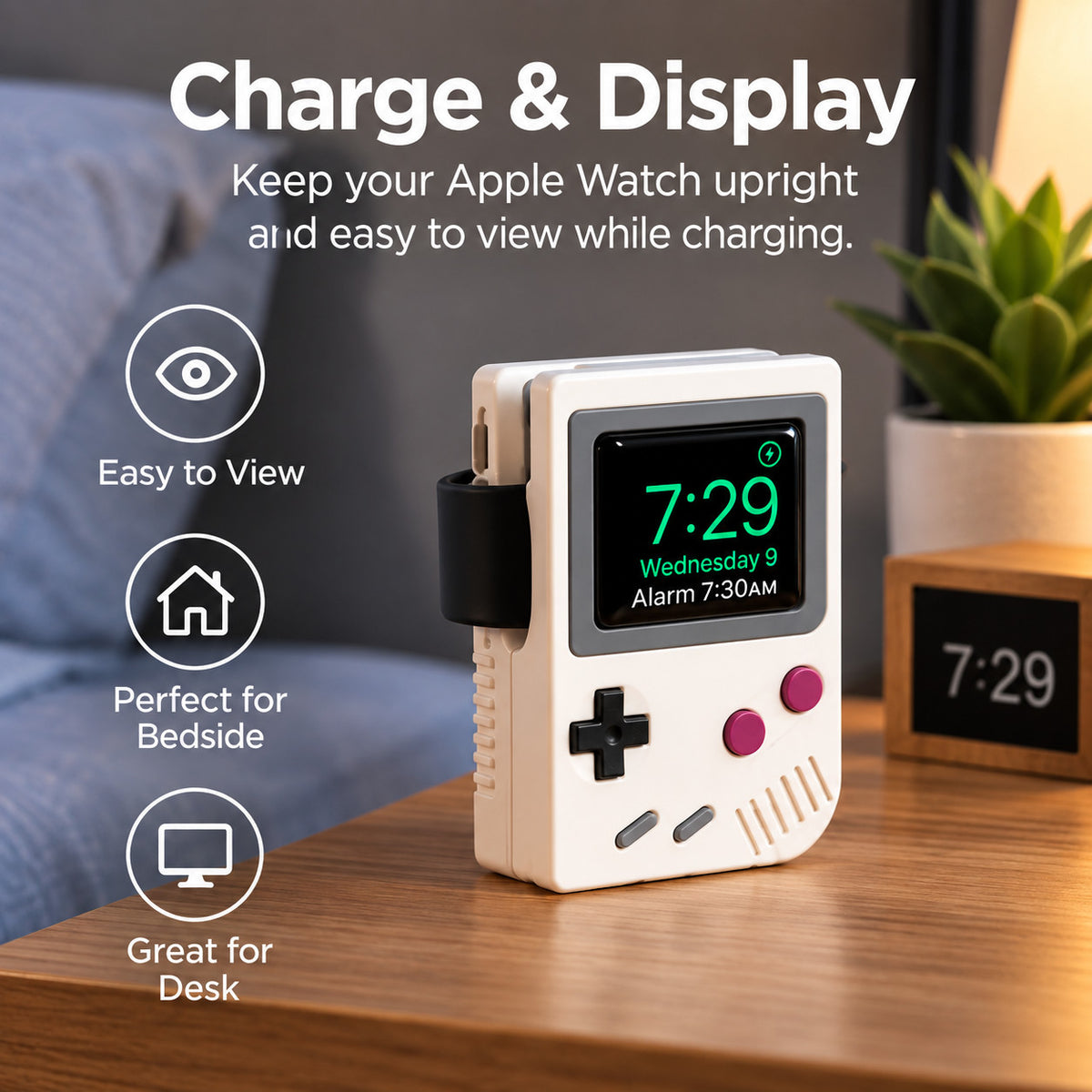 G-OUSSVE Retro Game Console Charging Stand for iwatch Series 3/4/5/6, Silicone Desktop Dock Holder
