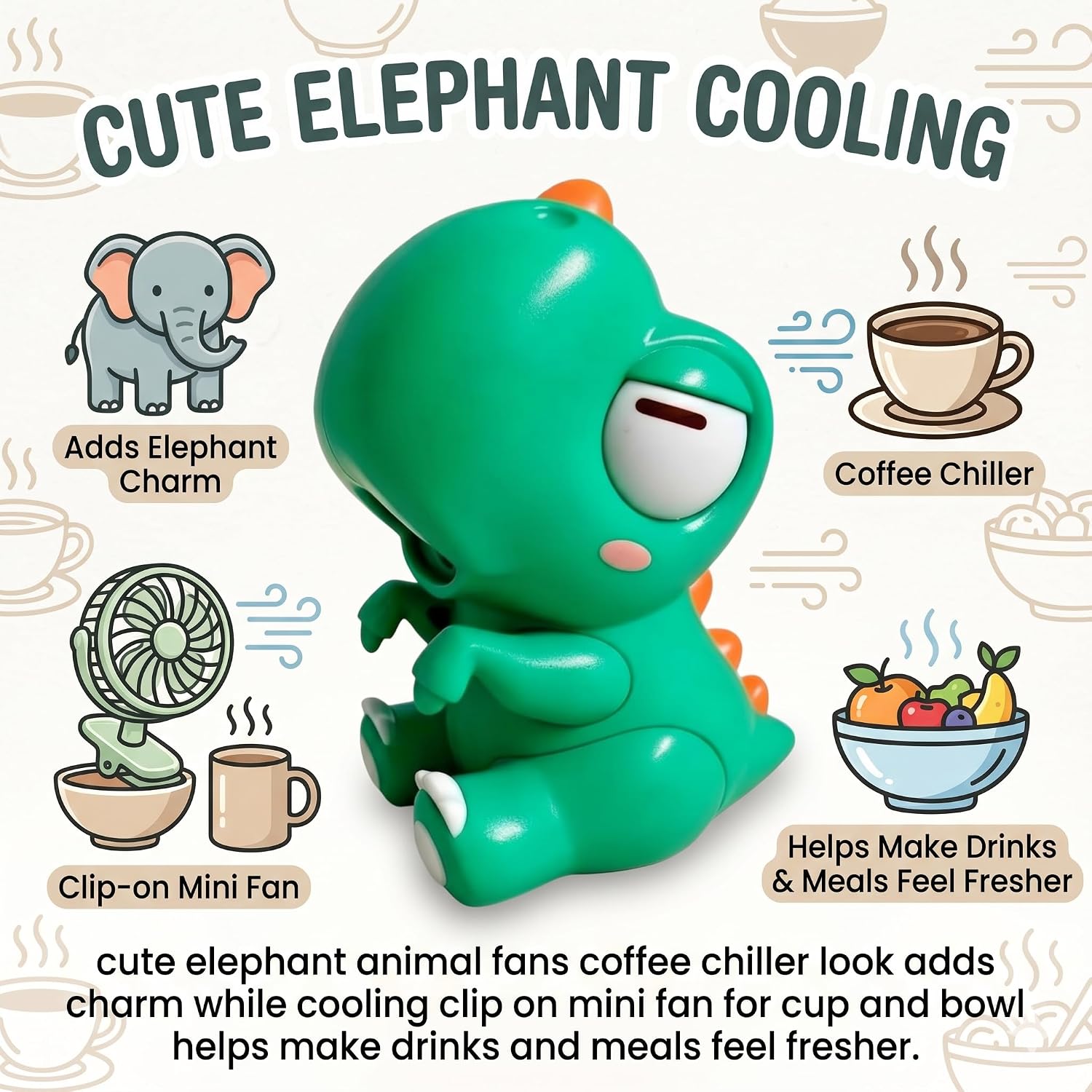 G-OUSSVE Cooling Clip-On Mini Fan for Cup & Bowl ,Hands Free Food Cooling Fan and Coffee Chiller ,Food Blower for Baby Hot Soup, Coffee, Tea and Noodles