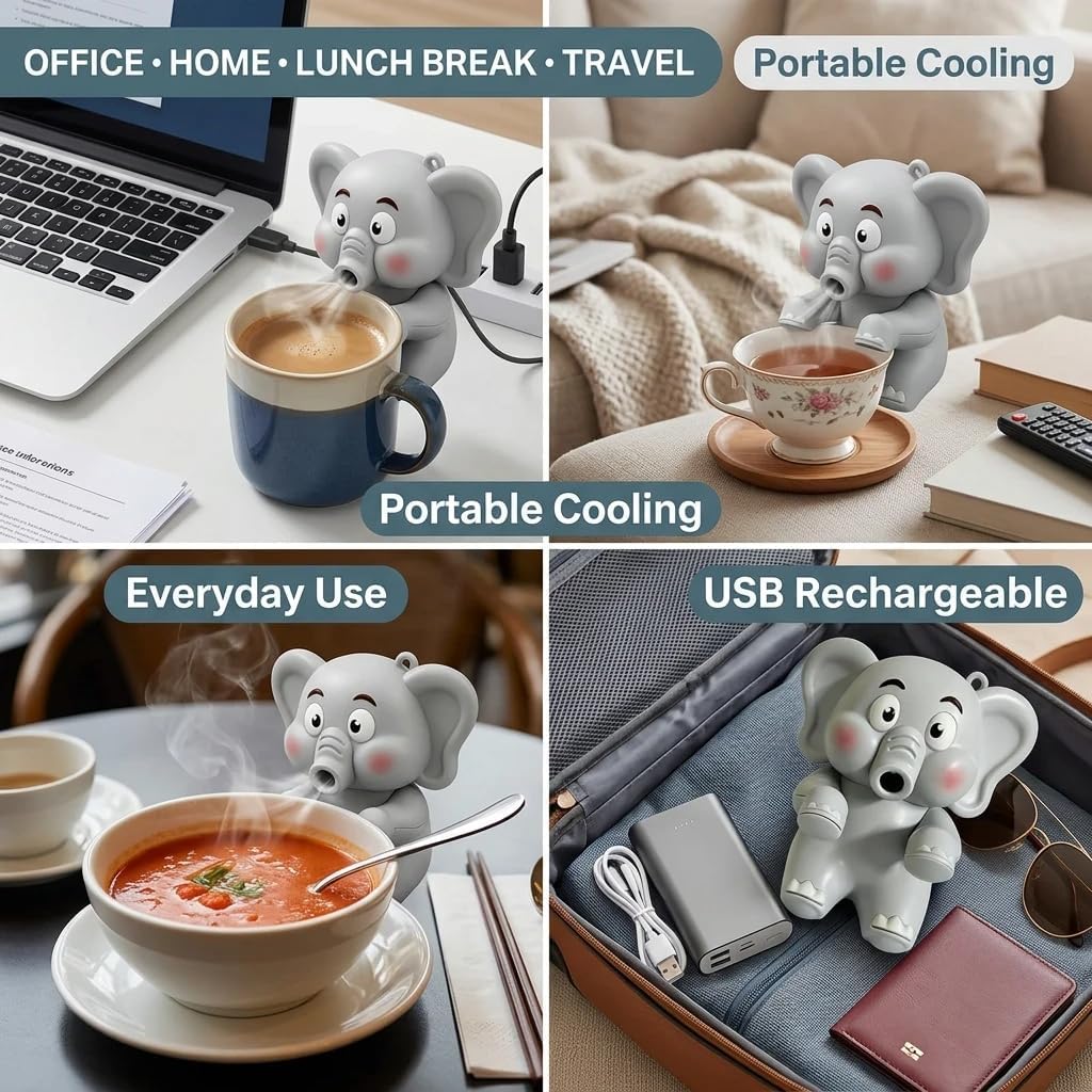 G-OUSSVE Cooling Clip-On Mini Fan for Cup & Bowl ,Hands Free Food Cooling Fan and Coffee Chiller ,Food Blower for Baby Hot Soup, Coffee, Tea and Noodles