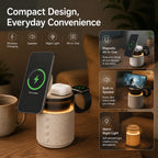 G-OUSSVE 3-in-1 Magnetic Wireless Charging Speaker, Bluetooth Speaker, 15W iPhone Charger, Warm Night Light & Device Stand