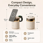 G-OUSSVE 3-in-1 Magnetic Wireless Charging Speaker, Bluetooth Speaker, 15W iPhone Charger, Warm Night Light & Device Stand