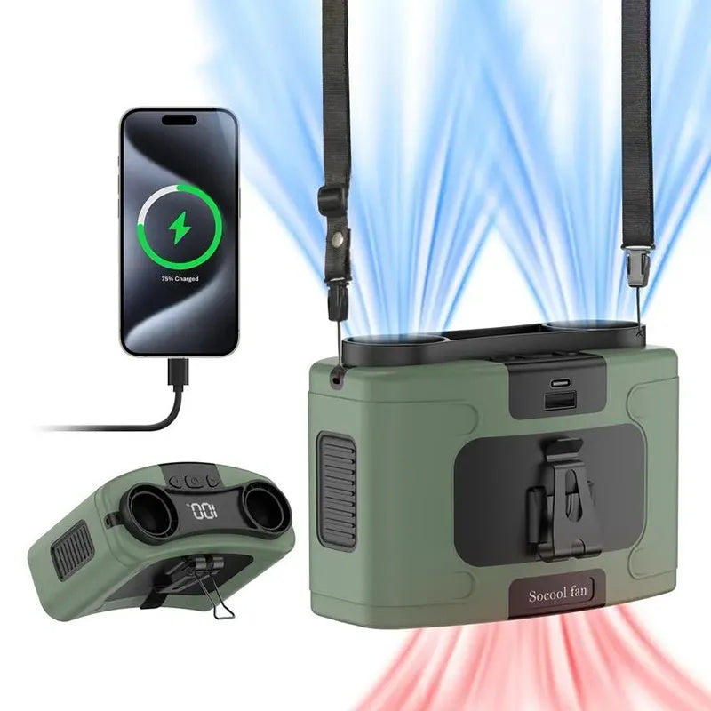 Rechargeable Waist Fan, 1 Count Strong Airflow Mini Wearable Belt Fan, 10 Speed Portable Neck Fan for Outdoor, Camping