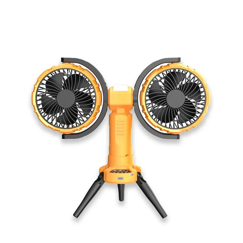 360-Degree Rotating Dual-Head Fan with Oscillation, Compact and Quiet, Ideal for Office Desks, Long Battery Life, Strong Airflow, Portable for Outdoor Use, Desktop Workstations, Multi-Angle Charging, Hanging Fan for Home Use