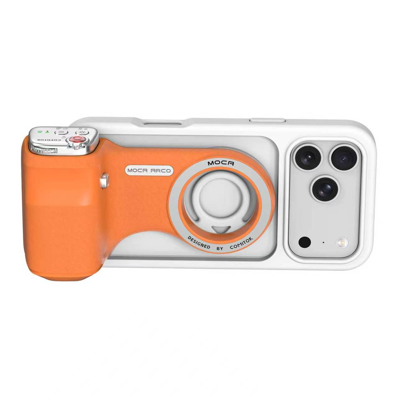 G-OUSSVE Magnetic Handheld Grip Phone Stand Camera Assistant with LED Fill Light, Magnetic Ring and Phone Case, Compatible with iOS 26/iOS 18/iOS 17, Ergonomic Grip, One-Tap Camera, Rechargeable Remote, Ideal for Photography Enthusiasts