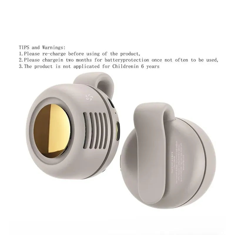 Portable Silent Mini Bladeless Electric Fan, Adjustable 3-Speed Suspended Collar & Waist Fans, Rechargeable Rotating Body Fan, Suitable For Outdoor & Travel & Office