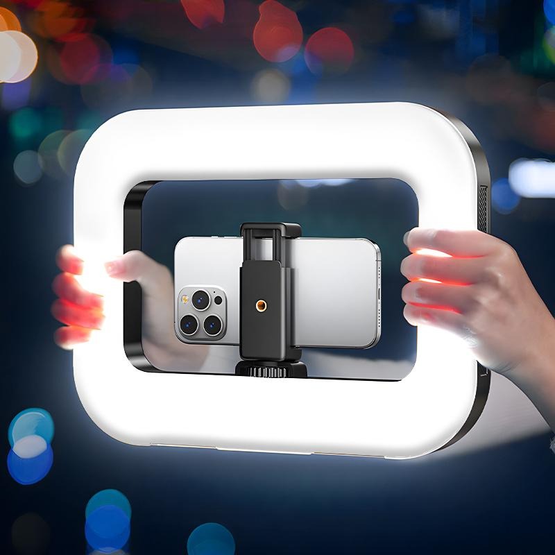 GIVBRO Rechargeable Handheld Beauty Fill Light, Expandable bracket,Selfie Tripod,Adjustable Extendable Foldable Phone Holder, for Streaming, Live Recording, Video Photography, Light Size: 11.61x8.58inc