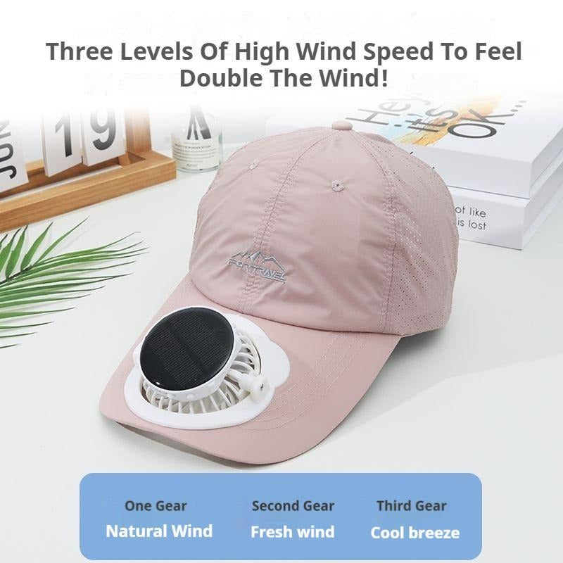 Summer Breathable Solar-Charging Fan Hat for Adults - Sun Protection Outdoor Baseball Cap with 1000mAh Battery, 8-16Hrs Runtime & Digital Display