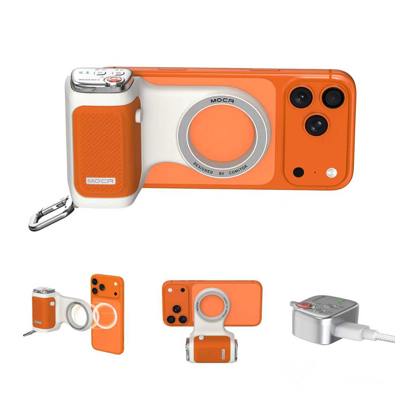 GIVBRO Magnetic Handheld Grip Phone Stand Camera Assistant with Mirror and LED Fill Light 2-in-1, Compatible with iOS 26/iOS 18, Ergonomic Grip, One-Tap Camera, Rechargeable Remote, Ideal for Thanksgiving & Christmas Gift for Photography Enthusiasts