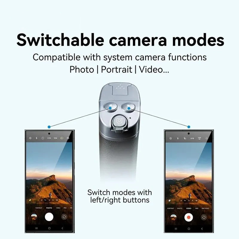 Universal Smartphone Camera Grip with Selfie Stick, Wireless Bluetooth-compatible Remote Control One-handed Quick Zoom & Mode Switching Compatible with Samsung Android Phone