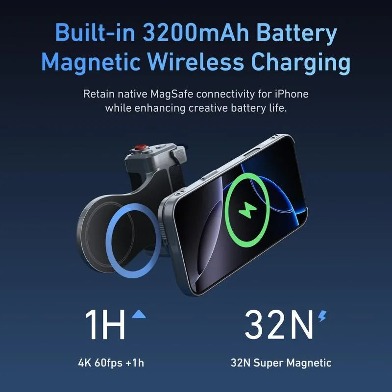 Retro Leather Master Grip Camera Handle for iPhone 17 Pro Max/Pro – Pro Filmmaking Kit with Graphene Cooling Phone Case, Mag Safe Wireless Charging, Shutter & Dial Controls, Tripod, Magnetic Filter, iPhone 17 Accessories for Vlog, Selfie, Video